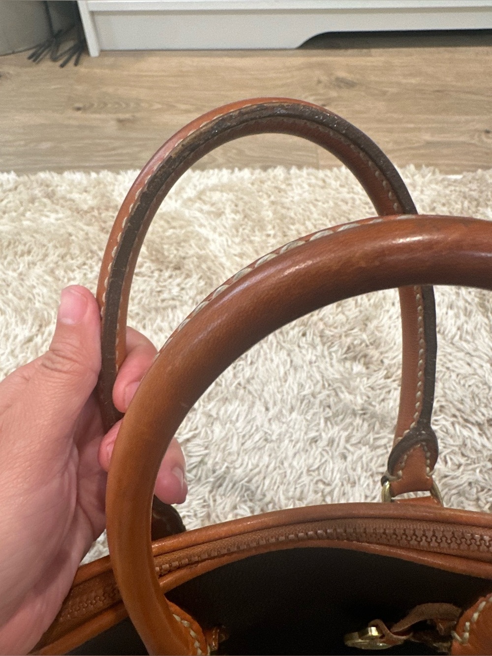 Dooney & Bourke Black Pebbled Leather Satchel with Brown Trim - Picture 6 of 10